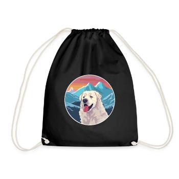 Kuvasz chien race dessin animé Kawaii aquarelle - Sac de sport léger - noir - Devant