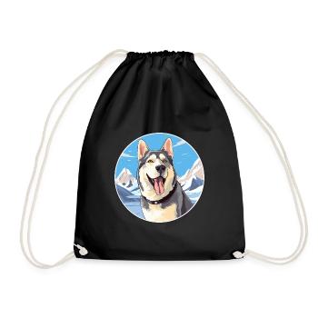 Labrador Husky Hunderasse Cartoon Kawaii Aquarell - Turnbeutel - Schwarz - Vorne