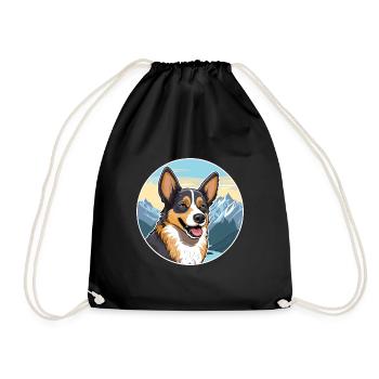 Lundehund chien race dessin animé Kawaii aquarelle - Sac de sport léger - noir - Devant