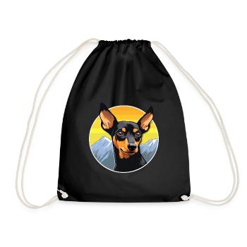 Manchester Terrier Dog Breed Cartoon Kawaii Waterc - Drawstring Bag - black - Front