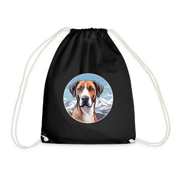 Mountain Cur Hunderasse Cartoon Kawaii Aquarell - Turnbeutel - Schwarz - Vorne