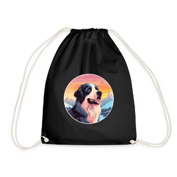 Landseer chien race dessin animé Kawaii aquarelle - Sac de sport léger - noir - Devant