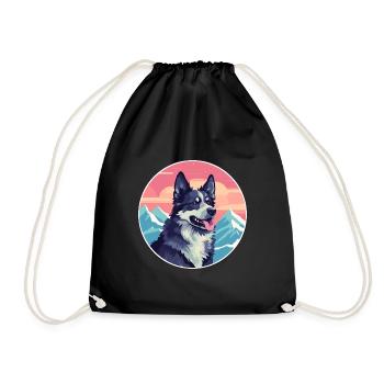 Mudi Hunderasse Cartoon Kawaii Aquarell - Turnbeutel - Schwarz - Vorne