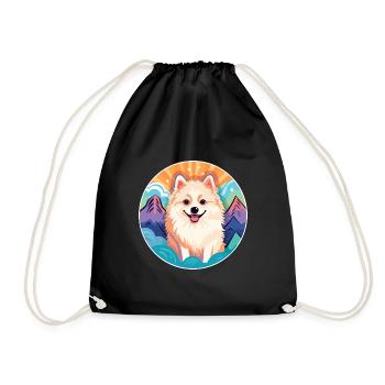 Spitz nordique chien race Cartoon Kawaii aquarelle - Sac de sport léger - noir - Devant