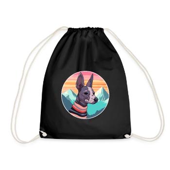 Mexikanische haarlose Hunderasse Cartoon Kawaii Watercol - Turnbeutel - Schwarz - Vorne