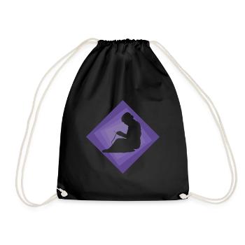 Crochet Sewing Knitting - Drawstring Bag - black - Front