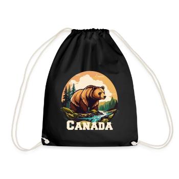 Canada Grizzly Bear - Drawstring Bag - black - Front