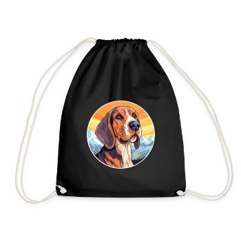 Posavac Hound Dog Breed Cartoon Kawaii Watercolor - Drawstring Bag - black - Front