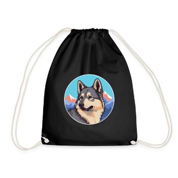 Chien d’élan norvégien race de chien dessin animé kawaii waterc - Sac de sport léger - noir - Devant