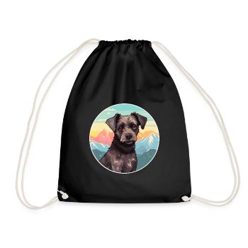 Patterdale Terrier Dog Breed Cartoon Kawaii Waterc - Drawstring Bag - black - Front