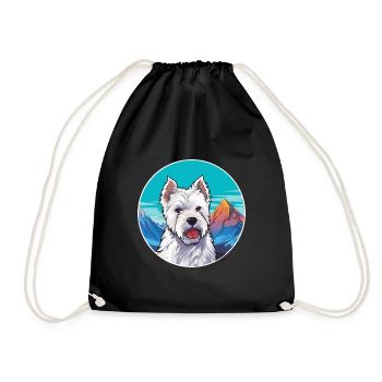 Ormskirk Terrier Dog Breed Cartoon Kawaii Watercol - Drawstring Bag - black - Front