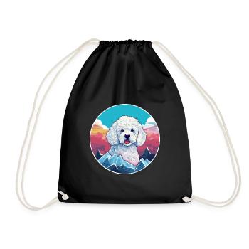 Caniche chien race dessin animé Kawaii aquarelle - Sac de sport léger - noir - Devant
