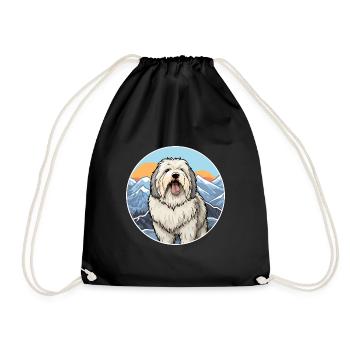 Alter englischer Schäferhund Hunderasse Cartoon Kawaii Wate - Turnbeutel - Schwarz - Vorne
