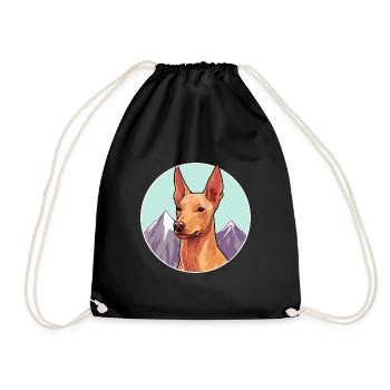 Pharaoh Hound Dog Breed Cartoon Kawaii Watercolor - Drawstring Bag - black - Front