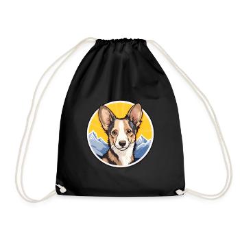 Portugiesische Podengo-Hunderasse Cartoon Kawaii Waterc - Turnbeutel - Schwarz - Vorne