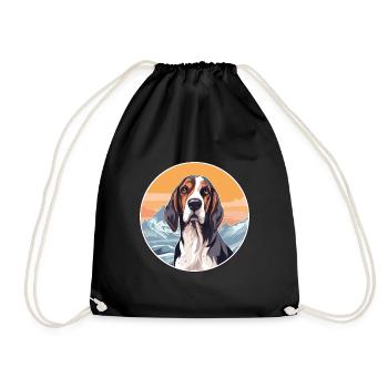 Chien courant russe race Cartoon Kawaii aquarelle - Sac de sport léger - noir - Devant