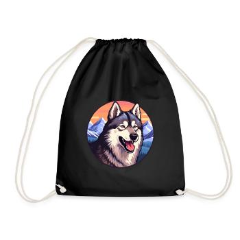Saarloos Wolfhund Hunderasse Cartoon Kawaii Watercol - Turnbeutel - Schwarz - Vorne