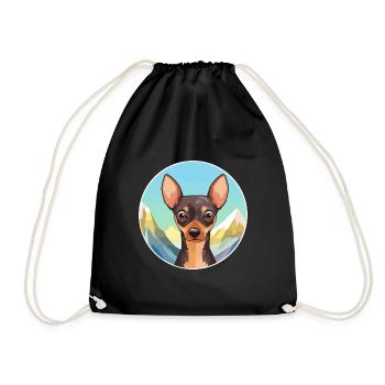 Russe Toy Terrier Chien Race Cartoon Kawaii Eau - Sac de sport léger - noir - Devant