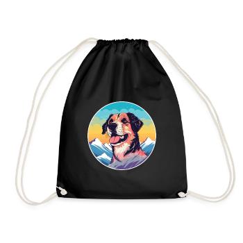 Sapsali Dog Breed Cartoon Kawaii Watercolor - Drawstring Bag - black - Front