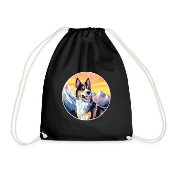 Schweizer Laufhund Dog Breed Cartoon Kawaii Waterc - Drawstring Bag - black - Front