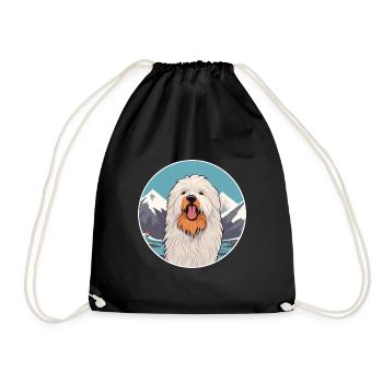 Puli chien race dessin animé Kawaii aquarelle - Sac de sport léger - noir - Devant