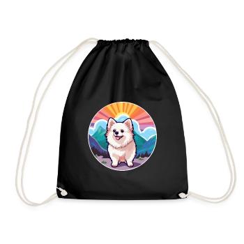 Poméranie allemand Spitz chien race Cartoon Kawaii W - Sac de sport léger - noir - Devant