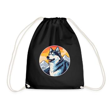Seppala Sibérien Traîneau Chien Race Dessin animé Kawaii - Sac de sport léger - noir - Devant