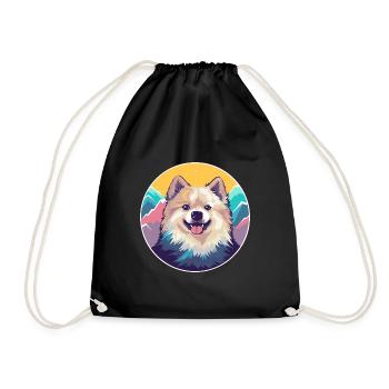 Spitz Hunderasse Cartoon Kawaii Aquarell - Turnbeutel - Schwarz - Vorne