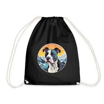 Staffordshire Bull Terrier chien race Cartoon Kawai - Sac de sport léger - noir - Devant