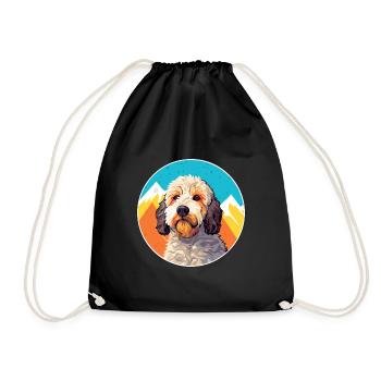 Spanischer Wasserhund Rasse Cartoon Kawaii Aquarell - Turnbeutel - Schwarz - Vorne