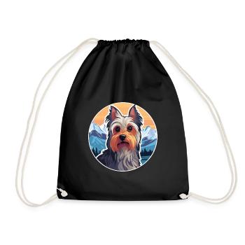 Silky Terrier Hunderasse Cartoon Kawaii Aquarell - Turnbeutel - Schwarz - Vorne