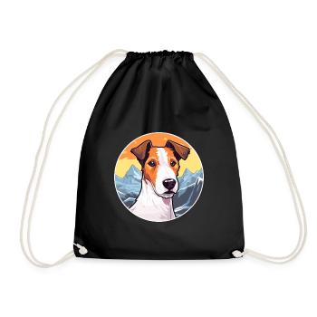 Glatter Foxterrier Hunderasse Cartoon Kawaii Waterc - Turnbeutel - Schwarz - Vorne
