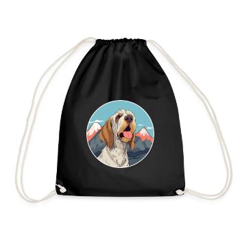 Spinone Italiano Dog Breed Cartoon Kawaii Watercol - Drawstring Bag - black - Front