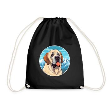 Spanish Mastiff Dog Breed Cartoon Kawaii Watercolo - Drawstring Bag - black - Front