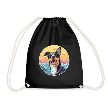 Volpino Italiano Hunderasse Cartoon Kawaii Watercol - Turnbeutel - Schwarz - Vorne