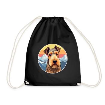Welsh Terrier chien race dessin animé Kawaii aquarelle - Sac de sport léger - noir - Devant
