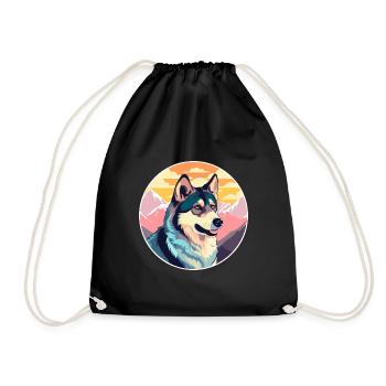 Westsibirische Laika-Hunderasse Karikatur Kawaii-Wasser - Turnbeutel - Schwarz - Vorne