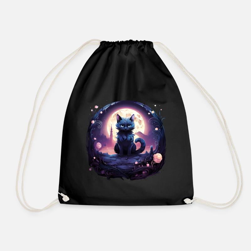 Mond Katze - Turnbeutel - Schwarz