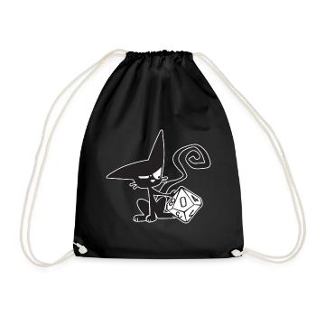 Dice Cat Funny Role Playing Cat RPG - Drawstring Bag - black - Front
