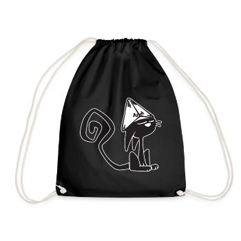 Dice Cat Funny Role Playing Cat RPG - Drawstring Bag - black - Front