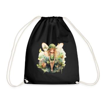 Little Watercolor Fairy - Drawstring Bag - black - Front