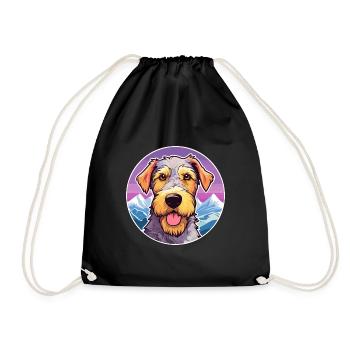 Airedale Terrier chien race dessin animé Kawaii Watercol - Sac de sport léger - noir - Devant