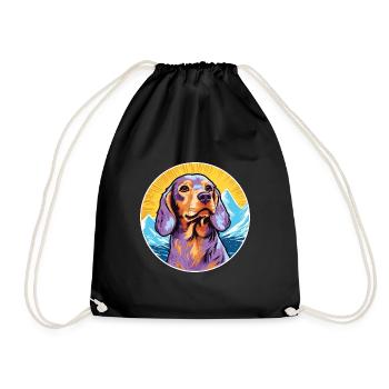 Alpine Dachsbracke Dog Breed Cartoon Kawaii Waterc - Drawstring Bag - black - Front