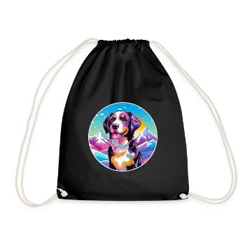 Ariegeois race de chien dessin animé kawaii aquarelle - Sac de sport léger - noir - Devant