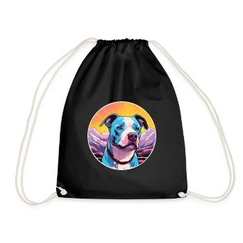 American PitBull Terrier race de chien Cartoon Kawaii - Sac de sport léger - noir - Devant