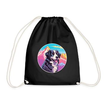Chien de berger basque race dessin animé kawaii watercolo - Sac de sport léger - noir - Devant