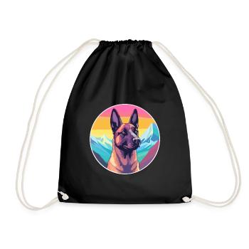 Chien Malinois Belge Race Cartoon Kawaii Watercol - Sac de sport léger - noir - Devant