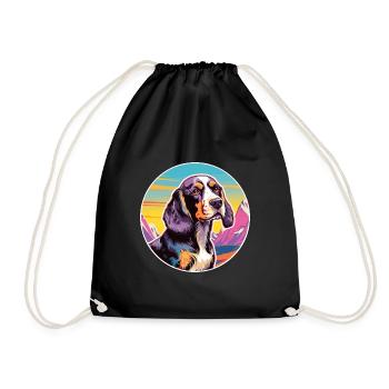 Ariege Pointer Hund Rasse Cartoon Kawaii Aquarell - Turnbeutel - Schwarz - Vorne