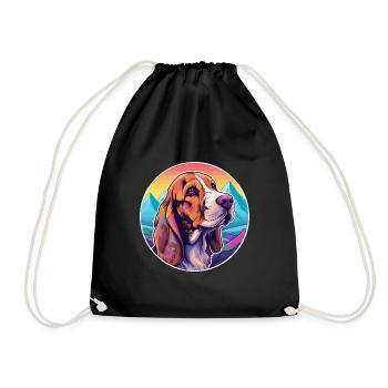 Basset Fauve de Bretagne Hunderasse Cartoon Kawaii - Turnbeutel - Schwarz - Vorne