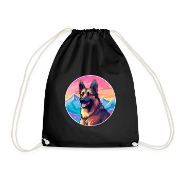Berger Belge Malinois Chien Race Cartoon Kawaii - Sac de sport léger - noir - Devant